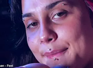 naughty redhead slave's bare feet gagged choked for femdom licking!