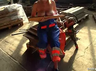 shelby moon's huge natural tits ripped clothes striptease work fun