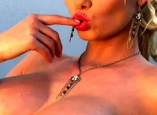 Caylan Curtis teases big tits in fishnets during solo play