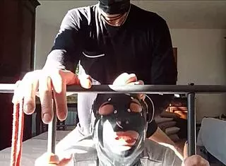 laura, sexy milf in heels and stockings, bound for rough cum-on-tits fuck!