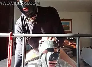 laura, sexy milf in heels and stockings, bound for rough cum-on-tits fuck!