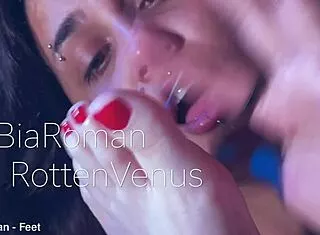 naughty redhead slave's bare feet gagged choked for femdom licking!