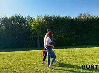 old man watches his girl ride stranger outdoors