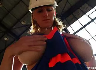 shelby moon's huge natural tits ripped clothes striptease work fun