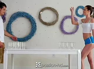 Pong Game Turns Naughty with Jenna Jay's Small Tits Blowjob