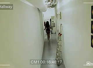 Squirting Brunette Fucks Hard Bent Over Nearly Caught By Janitor Part 1