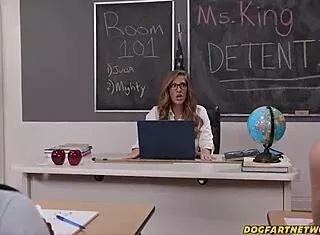 Hot teacher gets spitroasted doggystyle by ir couple with deepthroat