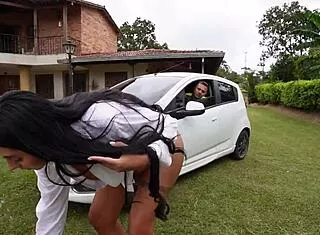 Colombian sluts ride monster cocks after washing cars in bisexual orgy