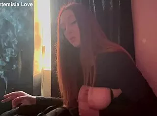 hot milf artemisia love smokes cigs flashing big boobs fetish