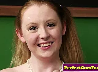 Busty UK Teen Facial in Hot Threeway!