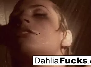 sexy blonde dahlia fingers pussy naughty shower orgasm blast!