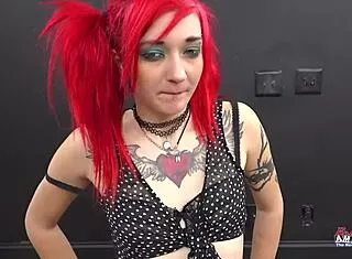 inked redhead jackie rims ass deepthroats cock swallows every drop of jizz