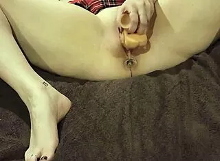 Plugging My Tight Ass While Pounding My Dripping Pussy Hard