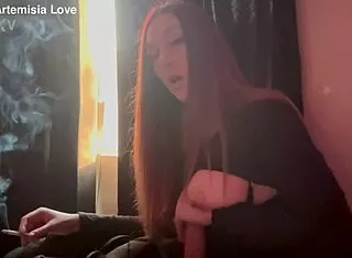 hot milf artemisia love smokes cigs flashing big boobs fetish