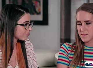 blonde brunette lesbians kiss suck face sit hairy pussies double booked