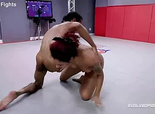 daisy ducati dominates aj fresh in nude wrestling fight handjob fingering face sitting