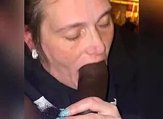 Stepmom’s Baby Blue Nails Grip That Black Cock for Amazing Gumjob!