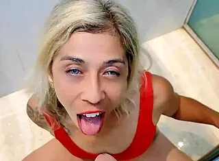 Piss Slut Urinal Gags on Deepthroat Cum and Swallows Mouthful Proudly