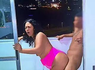Latina Slut Sucks and Fucks Huge Cock on Medellin Balcony
