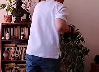 Watch this naked brunette milf soap up her natural tits and ass in shower