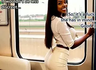 Ebony Milf Rides Interracial Cock Bent Over Train