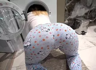 blonde step sis stuck in washer gets rough creampie doggystyle pounding