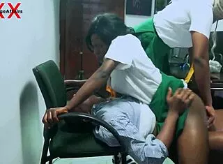 horny ebony students teach head teacher double vaginal doggystyle pounding