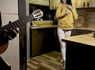 Colombian skinny's big boobs and huge cock surprise in music fuck