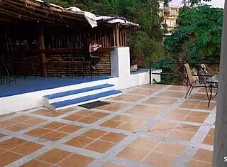 old german guy risks public anal with latina teen slut at beach bar hotel