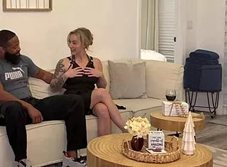 Hot Blonde Cucks Hubby with Massive BBC Pounding