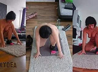 Sweaty Triple Cam Workout Strips Me Bare Hot