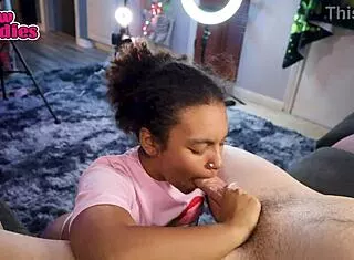 this black teen gags hard on bwc while daddy watches her choke