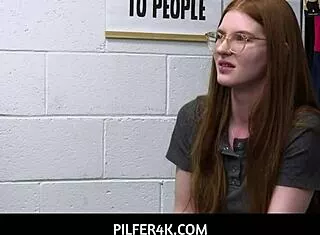 Redhead shoplifter Jane Rogers fucks officer Jovan Jordan to escape