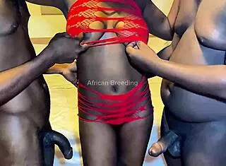African pussy stretched by double vaginal from two monster cocks in threesome