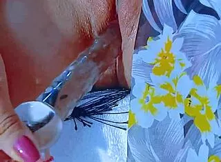 Beautiful Latina Teen Shoves Glass Dildo in Pink Wet Pussy!