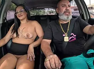 raquel milher spreads tight asshole for bareback car creampie ride