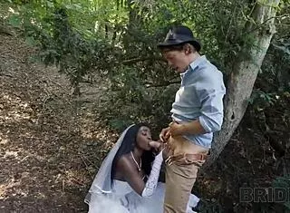 Bride's Cold Feet Lead To Hot Outdoor Pussy Play In Forest