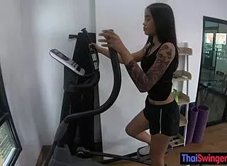 thai gym teen cutie works out then strokes massive cock pov handjob after sweaty session