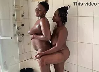 African Lesbians Explore Shower Time and Backstage Moments