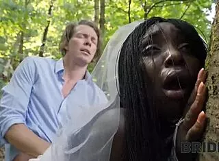 Bride's Cold Feet Lead To Hot Outdoor Pussy Play In Forest