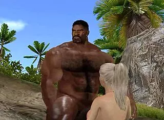 yo that beach bimbo lucked out with muscled black bull's monster!