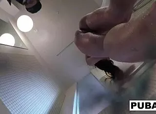 christiana glitters her big tits in steamy shower pool nude fun 😍💦