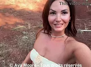 French amateur brunette gangbanged rough outdoors by strangers bukkake finish