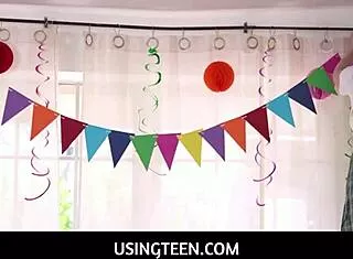 naughty teen step sisters share stepdad's cock in freeuse birthday threesome