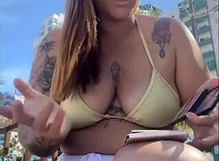 african beach babe flashes big pussy teasing exhibitionist style