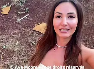 French amateur brunette gangbanged rough outdoors by strangers bukkake finish