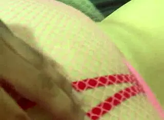 latina milf tiffanny stuffs anal beads in pantyhose ass