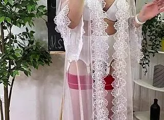 Butt Plug Stretches Teacher's Ass in Lingerie Roleplay