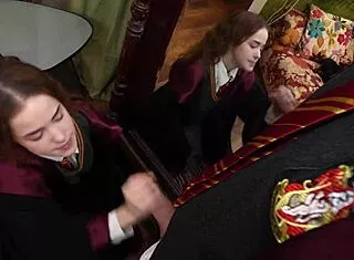 hermione cosplay redhead skinny student gives wet deepthroat pov blowjob cum