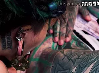 inexperienced tattooed hippie takes first anal from kinky pornstar